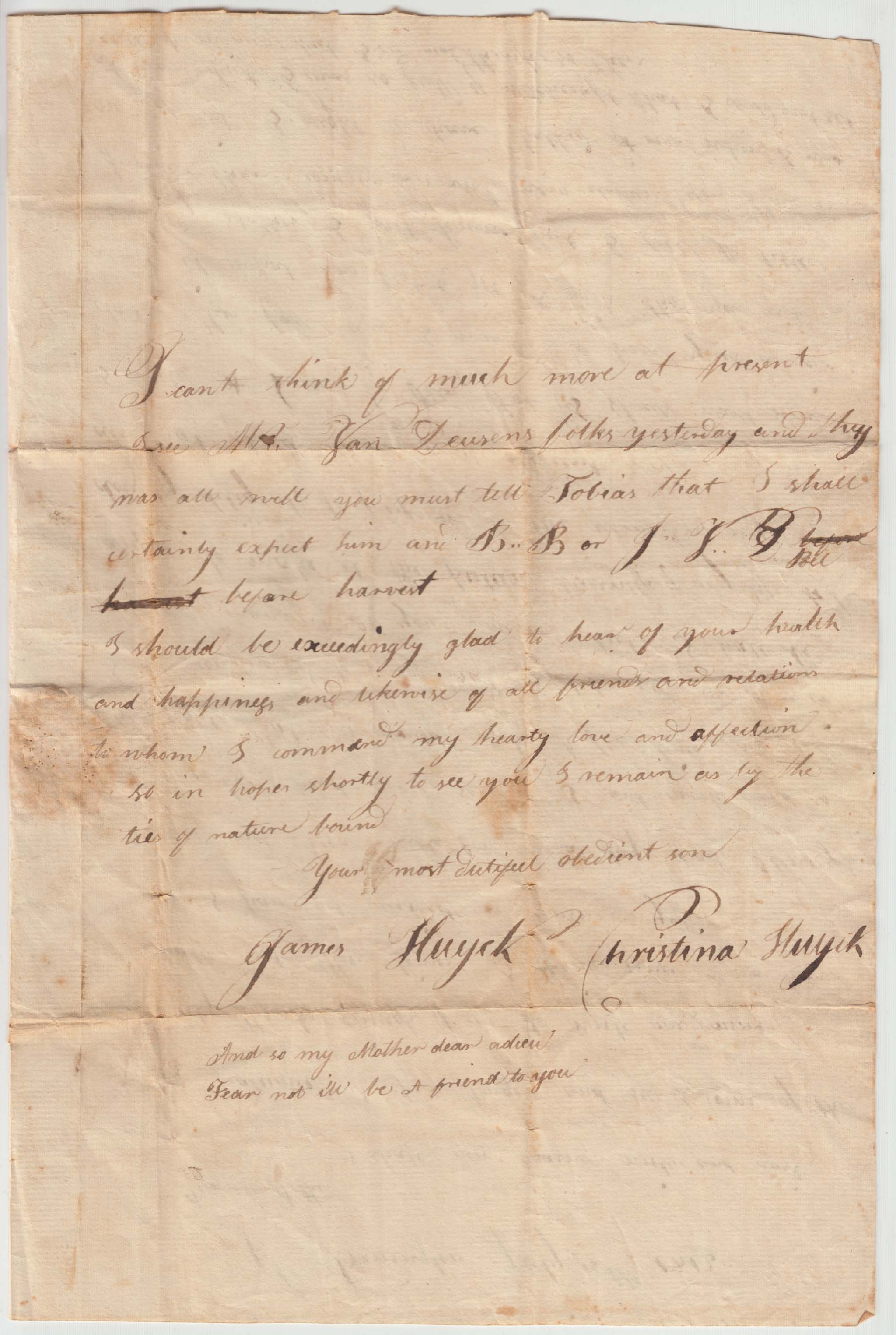 BH032, 1812-07-15 Letter, James Huyck Writes Home to Mother